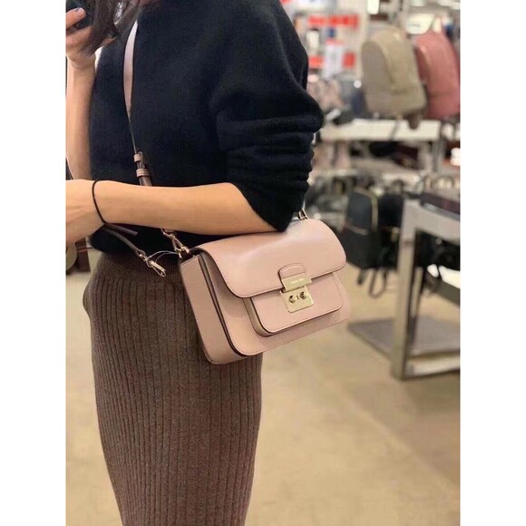 Michael Kors Sloan Editor Large Shoulder Smooth Leather Bag Soft Pink Crossbody - Picture 14 of 15